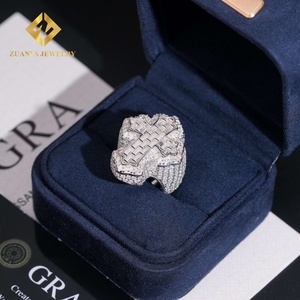 USA Warehouse <b>Cross</b> <b>Ring</b> Baguette Moissanite <b>Ring</b> VVS Iced Out Men Diamond <b>Ring</b> Ready to Ship Jewelry - Product Image 2