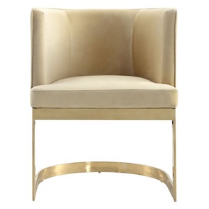 Siège de salle à manger en velours, cadre en acier inoxydable, plaqué <span class=keywords><strong>or</strong></span>, chaise <span class=keywords><strong>beige</strong></span>, base en acier inoxydable, couleur claire - Product Image 2