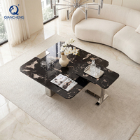 Table basse de conception exclusive de Dubaï, base en acier argenté artisanal pour collections de meubles de luxe personnalisés pour la maison et les hôtels