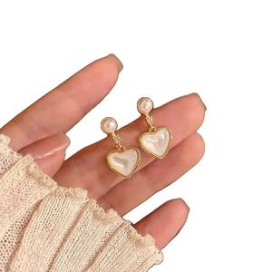 22510 DIY <b>Pearl</b> Accessories S925 <b>Silver</b> Earnail Empty Support Fashionable Love Style <b>Earrings</b> with 7-9mm Round Beads - Product Image 4