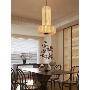 Japanese Wabi Sabi Style Pendant <b>Light</b> 55cm Diameter 65cm Height LED Round Chandelier For <b>Dining</b> Room Living Room Hotel Tea Room - Product Image 4