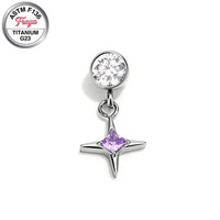 Freya Star Dangle Drop Earring for Girls G23 Titanium Helix Snug Tragus Flat Korean Earrings Zircon Labret Piercing Jewelry