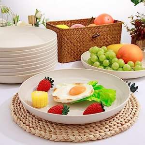 Supernal Ensemble d'<span class=keywords><strong>assiettes</strong></span> à dîner <span class=keywords><strong>en</strong></span> paille de blé <span class=keywords><strong>en</strong></span> <span class=keywords><strong>bambou</strong></span> de 16 pièces allant au micro-ondes et au lave-vaisselle léger réutilisable pour les fêtes pique-niques - Product Image 3