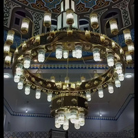 Lustre personnalisé pour mosquée islamique, en fer doré, style arabe, grand luminaire suspendu rond pour salle de prière religieuse