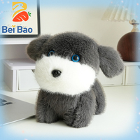 Peluche chien Schnauzer gris moelleux Kawaii, jouet en peluche doux, poupée animale en peluche, logo personnalisé OEM, certifié CE CPC, idéal pour cadeau d'anniversaire