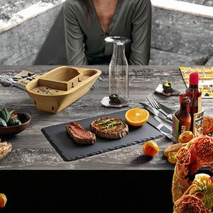 Toptan 12 ''ve 16 inç büyük siyah dikdörtgen kayrak peynir tahtası çevre dostu Modern parti toplu çanak gravür tekniği ile - Product Image 2