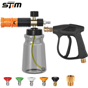 Stim Car Wash Foam Gun 1000Ml Adjustable Spray Nozzle Manual High <b>Pressure</b> Water Gun With Multiple Tips For Vehicle Cleaning - Product Image 1