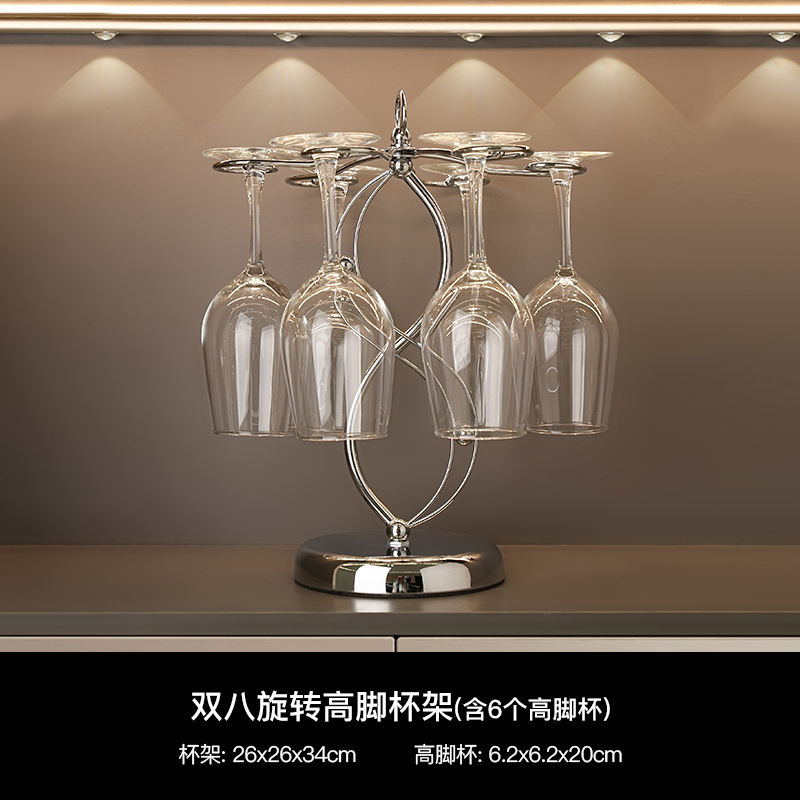 Double 8-cup stand silver + classic red wine glass 6