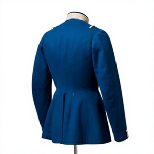 Blue Handmade Embroidery Double Breasted Bomber Jacket Stand Collar Style Winter Coat for Men - Product Image 4