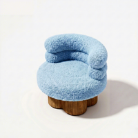 Nouveau Tabouret de Coiffeuse Moderne Minimaliste en Velours Crème, Chaise de Coiffeuse Décontractée en Laine d'Agneau et Bois Massif, Mobilier de Maison