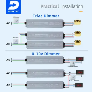 DUSKTEC IP67 עמיד למים Class 2 מתח קבוע DC 12 24 וולט מוסדר שנאי מתאם Dimmable מיתוג אספקת חשמל