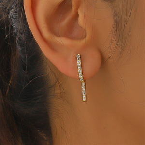 Boucles d'oreilles à clip en forme de bande RAKOL EP2718, style simple, strass colorés, zircone cubique, pour femmes - Product Image 5