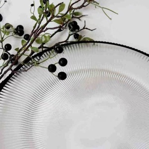 Vendita diretta di fabbrica stile europeo 13 pollici costolato nero cerchione caricabatteria in <span class=keywords><strong>vetro</strong></span> senza piombo cibo sicuro eco-friendly per 100 pz - Product Image 5