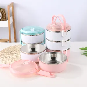 school kids metal stainless steel storage container food office lunch box insulated double wall children lunch box
