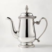 Cafetière classique en argent avec poignée ornée et long bec verseur, élégante, pour hôtel, restaurant, service de thé, vaisselle de table