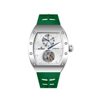 Montre Seagull Tourbillon Squelette ST8006 à Remontage Manuel, Indicateur d'Heure Lumineux, Bracelet en Silicone avec Petit Cadran