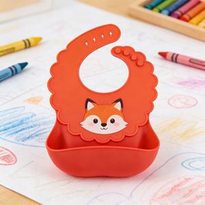 Bavoirs pour bébé en silicone de qualité alimentaire, sans BPA, non toxiques, avec logo personnalisé, ajustables, pour l'alimentation et l'apprentissage, imperméables et écologiques, vente en gros - Product Image 5