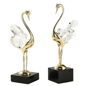 Crystal Swan Animal Ornements Business Gift Box Cadeau Europe Love Birds Wedding Lovers Gift