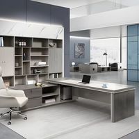 Bureau de direction moderne et abordable en MDF, bureau d'ordinateur pour cadre supérieur, bureau de direction en forme de L personnalisable