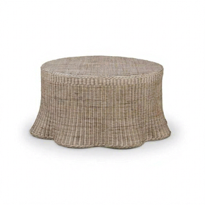 Table pliante en rotin naturel, table ronde en rotin naturel tissé en forme de tronc d'arbre, mobilier de maison écologique - Product Image 1