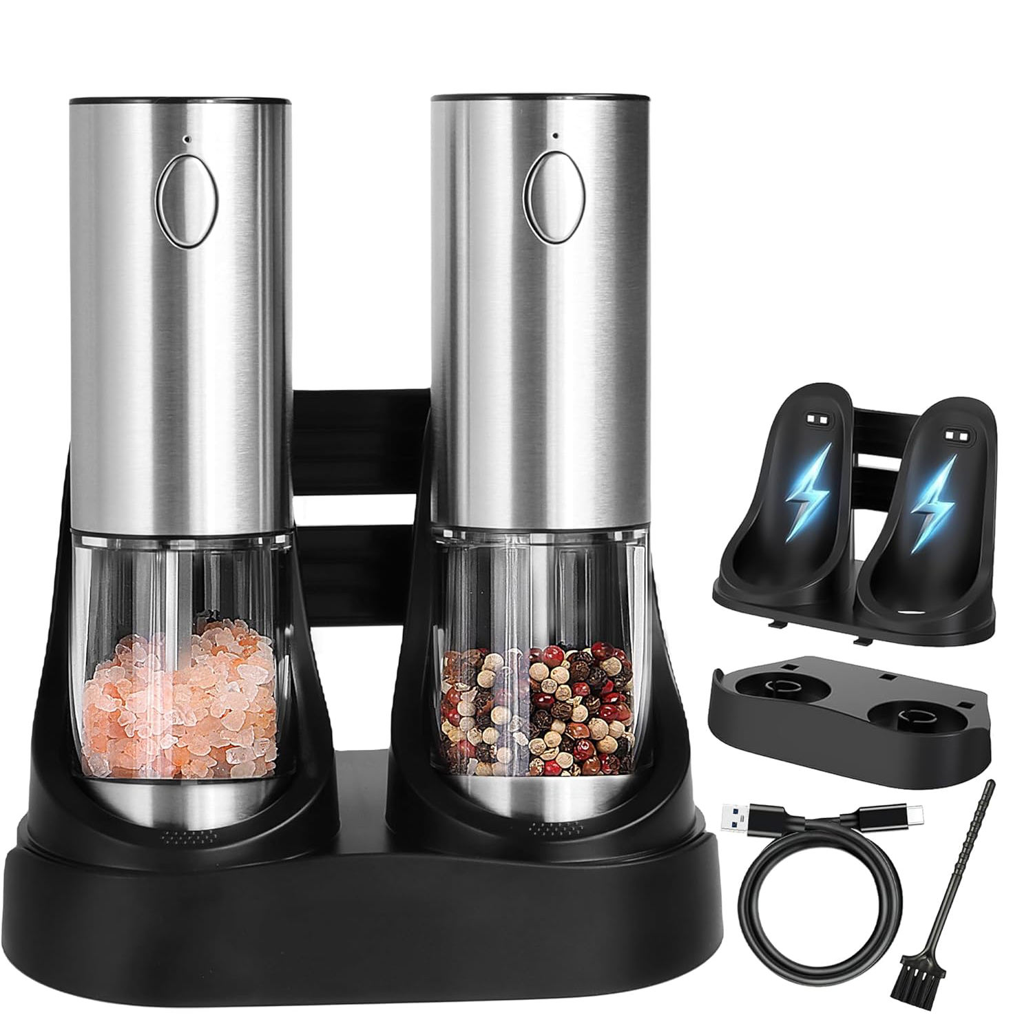 Electric salt & pepper grinder set