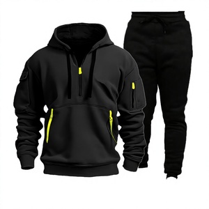 Unisex Black Hooded <b>Tracksuit</b> Solid Color Zipper Side Pockets Sporty Style Full Sleeve Autumn Wear Breathable Printed Dot - Product Image 4