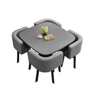 Ensemble de table à manger carrée moderne de luxe comprenant quatre chaises et une table basse avec un design gain de <span class=keywords><strong>place</strong></span> en métal - Product Image 6