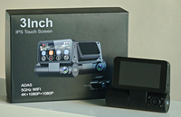 Dash Came Enregistrement 4K Couverture à double objectif Écran tactile Vision grand angle 170 degrés