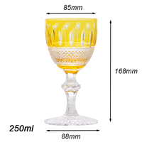 Verres à vin jaunes en cristal taillés à la main de style bohème, verres à pied et à base taillés, décoration de bar à domicile, 250 ml
