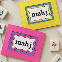Nouvelle collection : Étui à tuiles de Mahjong brodé en PVC, étui à cartes personnalisé en cuir PU brodé, porte-cartes sur le thème du Mahjong