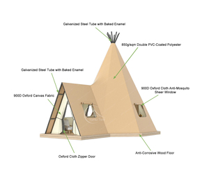 Tente de safari de luxe tout temps, résistante à la moisissure, avec salle de bain et salon, pour le glamping en plein air dans le désert - Product Image 5