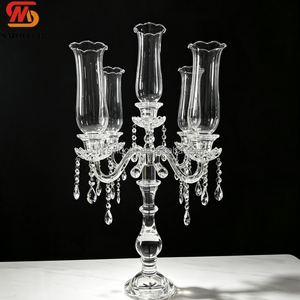 Grand chandelier en acrylique transparent à 5 bras, style cristal, pour décoration de table de mariage et de salle à manger - Product Image 1