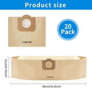 Sac de collecte en papier filtrant haute efficacité pour réduire la poussière et le pollen, 80x22cm, usage commercial extérieur, aspirateur Karchers - Product Image 3