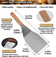 Kit d'accessoires professionnels pour plancha en acier inoxydable 8 pièces, kit d'accessoires de barbecue robuste, outils de cuisson professionnels pour l'extérieur