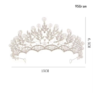 Diadema de Novia Coreana Popular con Pedrería, Accesorios de Boda, Corona de Perlas para Novia - Product Image 6