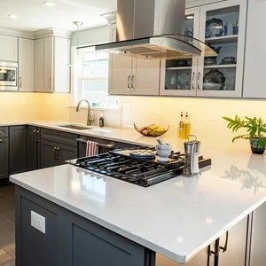 Simpson Chất lượng cao siêu trắng thiết kế hạt mịn thạch anh đá nhà bếp lấp lánh bàn tấm thạch anh trắng tinh khiết - Product Image 3