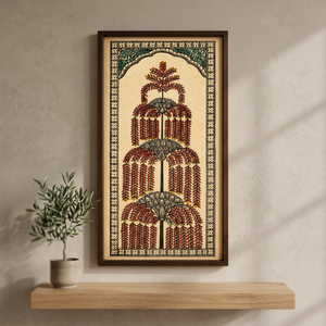 Peinture sur rouleau en bois Pattachitra traditionnelle indienne, forme rectangulaire, décoration suspendue faite à la main pour salon intérieur - Product Image 3