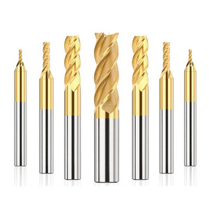 Fraise à queue M35 HSS Cobalt, revêtement TiN, 4 cannelures, queue droite, pour usinage CNC de l'acier inoxydable - Product Image 1