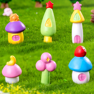 Miniatures de figurines de chaloupes champignon en résine mignonnes pour décorations paysagères, petits ornements de maison de fée, accessoires de bricolage - Product Image 1