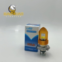 2 Face Avec Bobine Mini Système d'Éclairage H4 BA20D Baja Blanc Jaune Couleur High Beam Mini Led Ampoule de Phare pour Moto