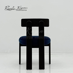 Silla de Diseño Geométrico Moderno Personalizada de Keynes Advanced Factory, Tapizada en Terciopelo Azul con Estructura de Madera Negra - Product Image 6