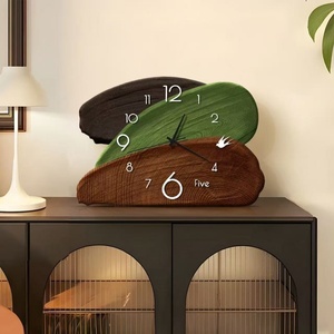 Desktop Ornament <b>Clock</b> Green <b>Retro</b> Living Room Creative Silent Display Desktop <b>Clock</b> Painting Wooden Crafts - Product Image 4
