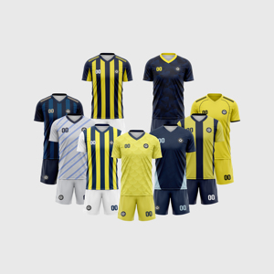 Custom voetbaltenues van hoge kwaliteit, bedrukt met hittetransfer, 100% polyester, sneldrogend, ademend, unisex, korte mouwen, zomer - Product Image 2