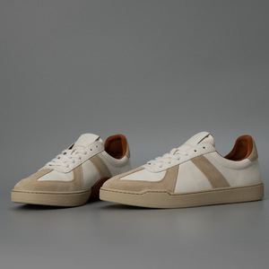 <b>Brown</b> and white training shoes board style retro top grain cowhide leather training shoes sport and casual handmade shoes - Product Image 5