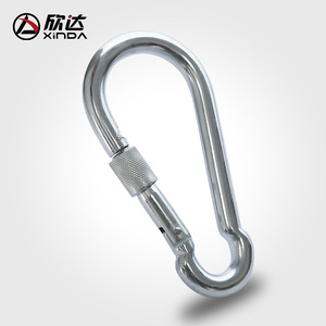 Xinda Carabiner Stainless Steel Gourd Shape <b>Locking</b> Safety Hook Outdoor Hiking Yoga Use - Product Image 1