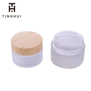 Pots en verre bleu personnalisés avec logo, 30g, 50g, 100g, avec couvercle doré, sérigraphiés pour crème visage et soins de la peau - Product Image 6
