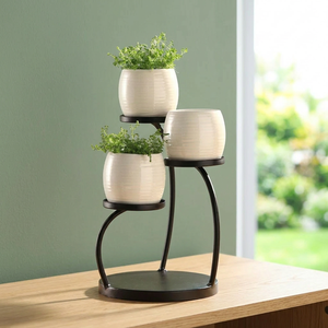 Soporte Redondo Negro de 3 Niveles para Macetas, de Hierro, para Hogar, Jardín, Escritorio, Interior y Exterior - Product Image 6