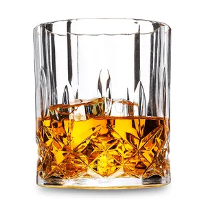 批发创意定制压花清水玻璃杯旧时尚威士忌玻璃杯