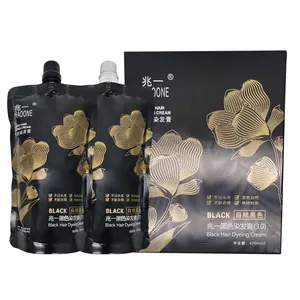 Hot Selling In Stock 420ml*2 Professional Fast Dyeing Young Fashion Clean Water No Scalp Damage Black Hair Dye Cream