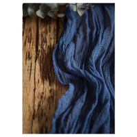 Chemin de table en gaze de coton 100 % polyester tissé sur mesure, bleu marine, style bohème vintage, pour mariages, fêtes, décoration de maison et d'hôtel, vente en gros